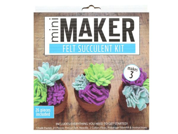 60 pieces Leisure Arts Kit Mini Maker Blue Felt Succulent - Craft Kits