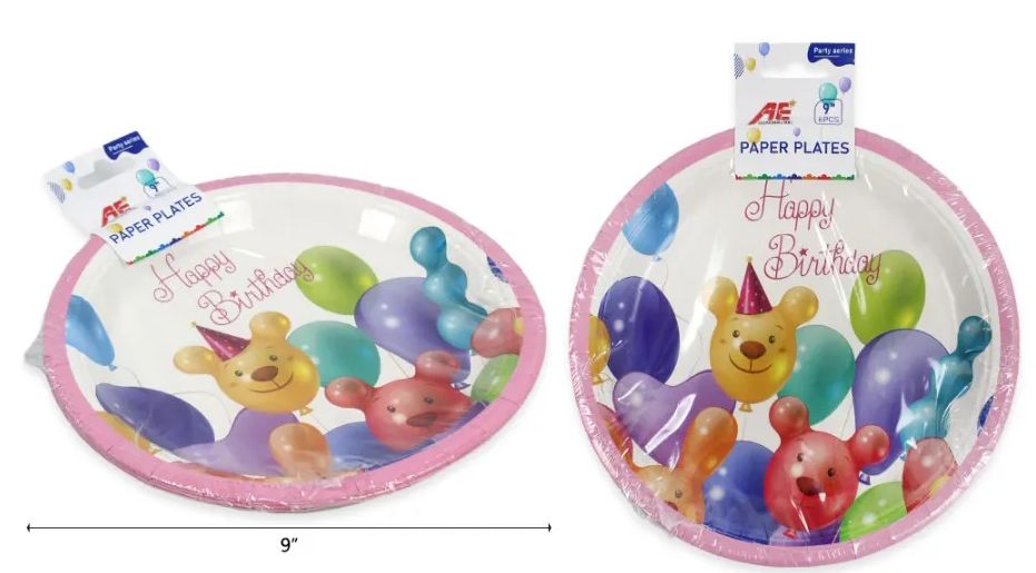 120 Pieces of Happy Birthday Party Paper Plate