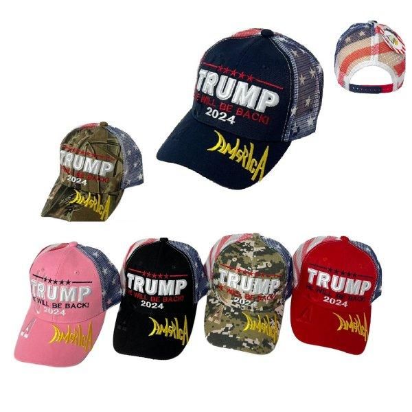 36 Wholesale Trump 2025 Hat (he Will Be Back!) Flag Mesh Back at