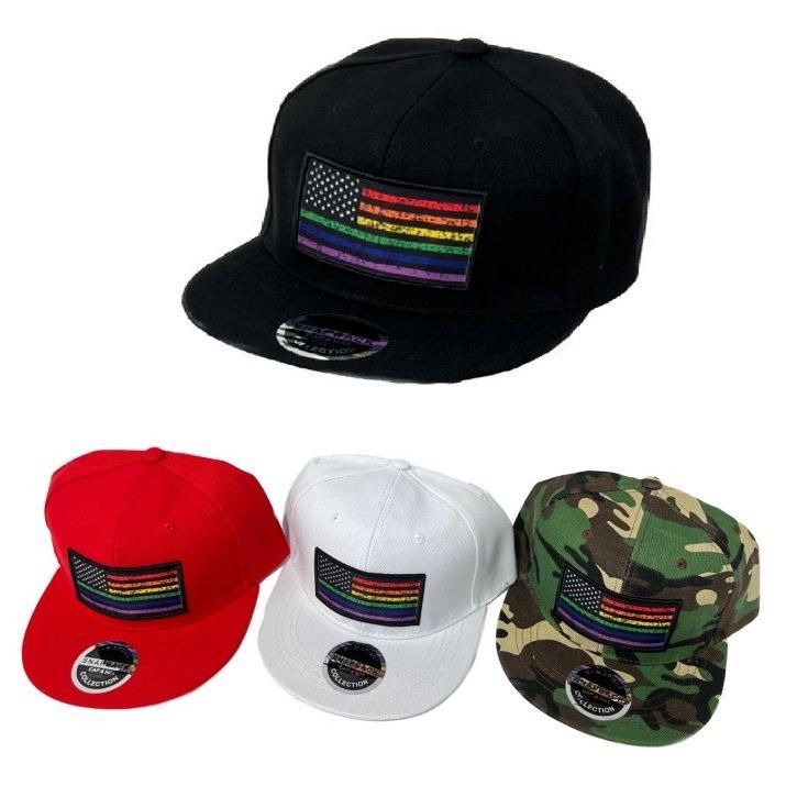 24 Pieces Pride Hat (rainbow Flag) SnaP-Back Flat Bill - Baseball Caps & Snap Backs