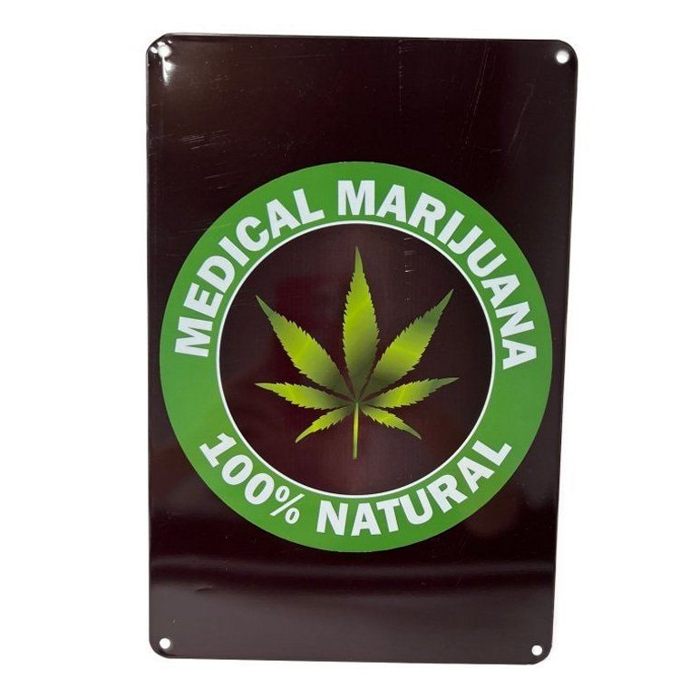 10 Pieces 11.75"x8" Metal Sign Medical Marijuana/100% Natural - Signs & Flags