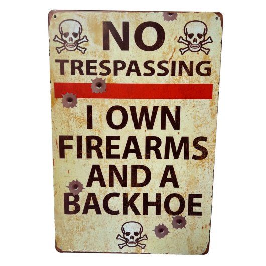 10 Pieces 11.75"x8" Metal Sign - No Trespassing/backhoe - Signs & Flags