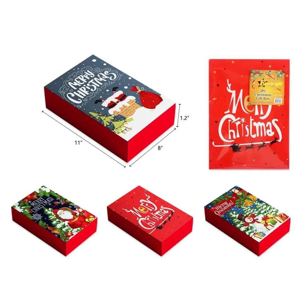 24 Pieces 11 X 8 X 1.2 4pc Christmas Gift Box - Christmas Gift Bags and Boxes