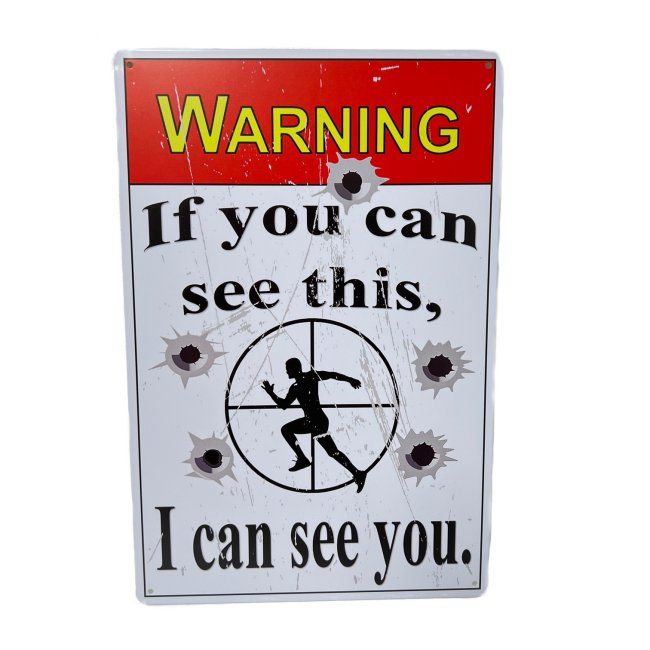 10 Pieces 11.75"x8" Metal Sign - Warning: If You Can See This, I Can See You - Signs & Flags