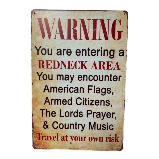 10 Pieces 11.75"x8" Metal Sign - Warning: Redneck Area - Signs & Flags