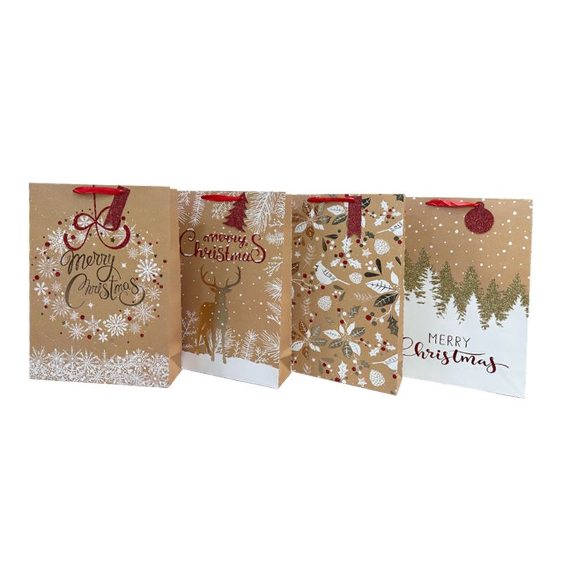 96 Pieces of Xmas Bags Glitter&hot Stamp 4 Asrt xl