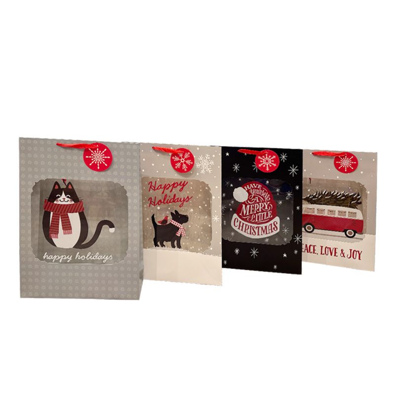 96 Pieces of Xmas Bags Pvc Print Window 4 Asrt xl
