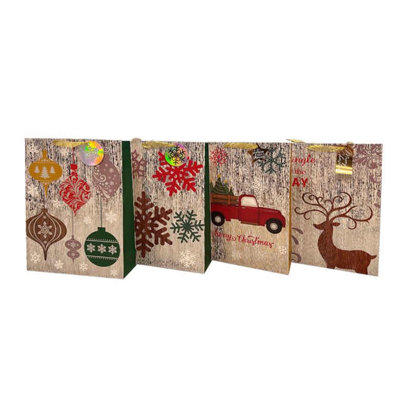 96 Pieces of Xmas Bags Glitter 4 Asrtd (xl)