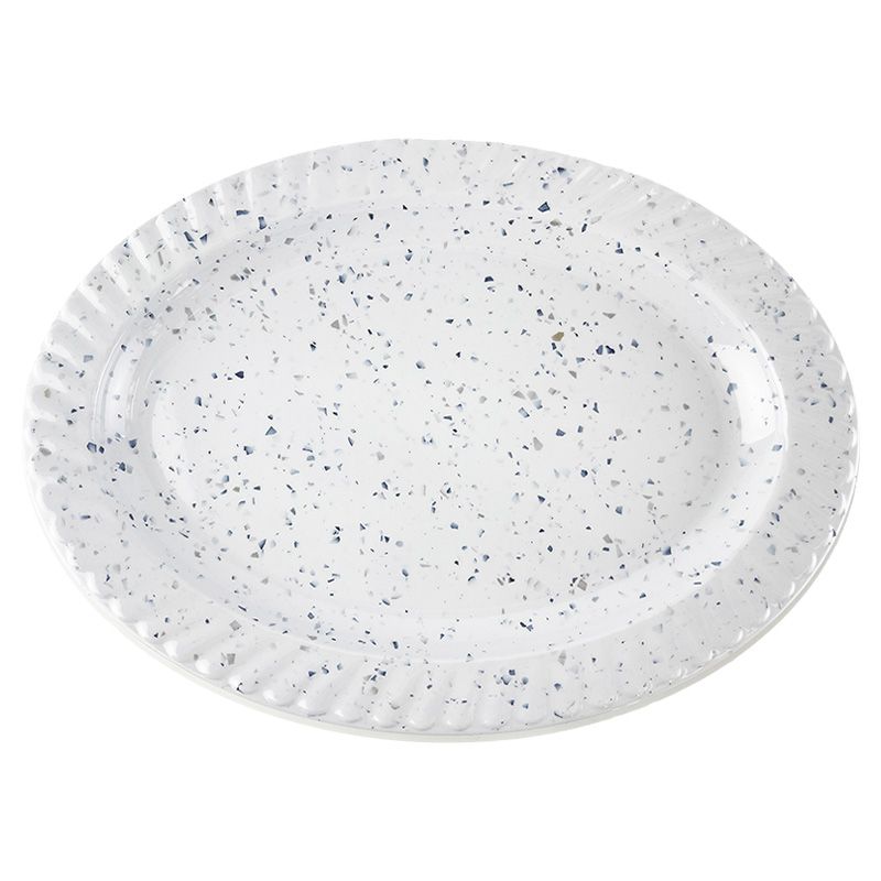 24 Pieces of 14" Marble Doted Melamine Oval Plate