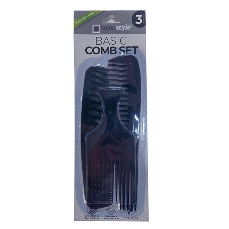72 Pieces 3pk Basic Comb Set Black - Hair Brushes & Combs
