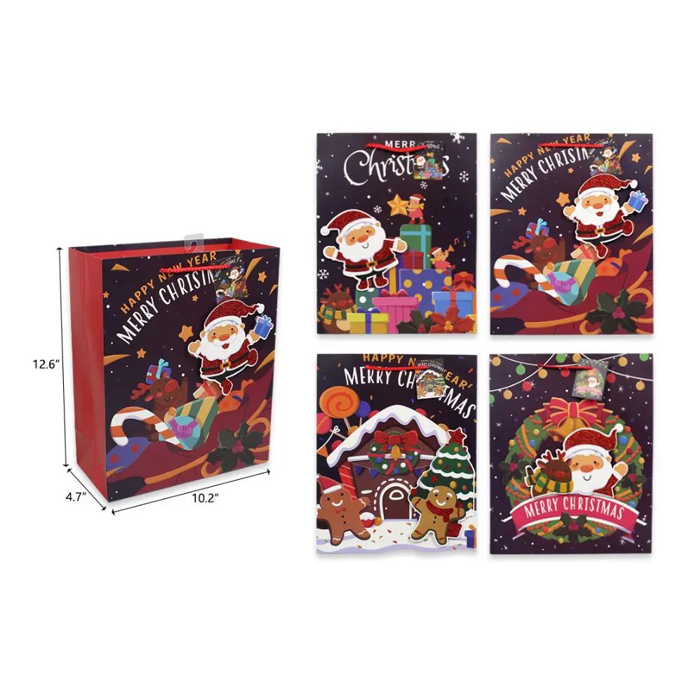 144 Pieces of 10.2 X 12.6 X 4.7 Christmas Gift Bag