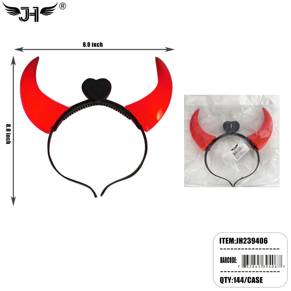 48 Pieces of Red Horn Light Up Headband
