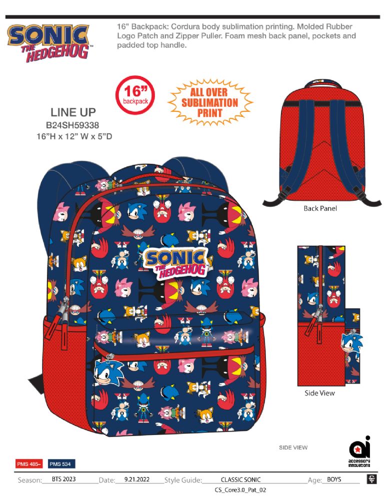 24 Pieces of Backpack - 16" Sonic