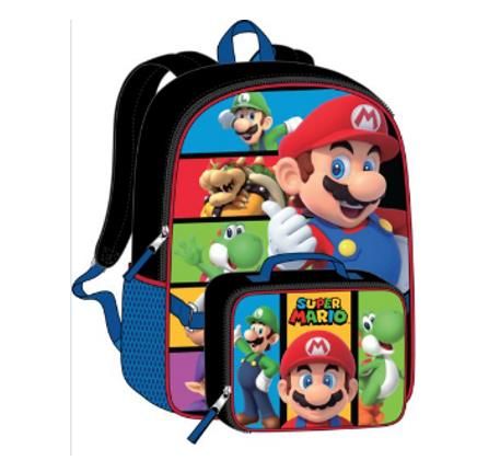 24 Pieces Backpack W Lunch Box 16 Mario Backpacks 16 at alltimetrading