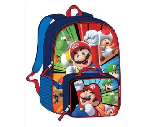 24 Pieces of Backpack W/ Lunch Box - 16" Mario