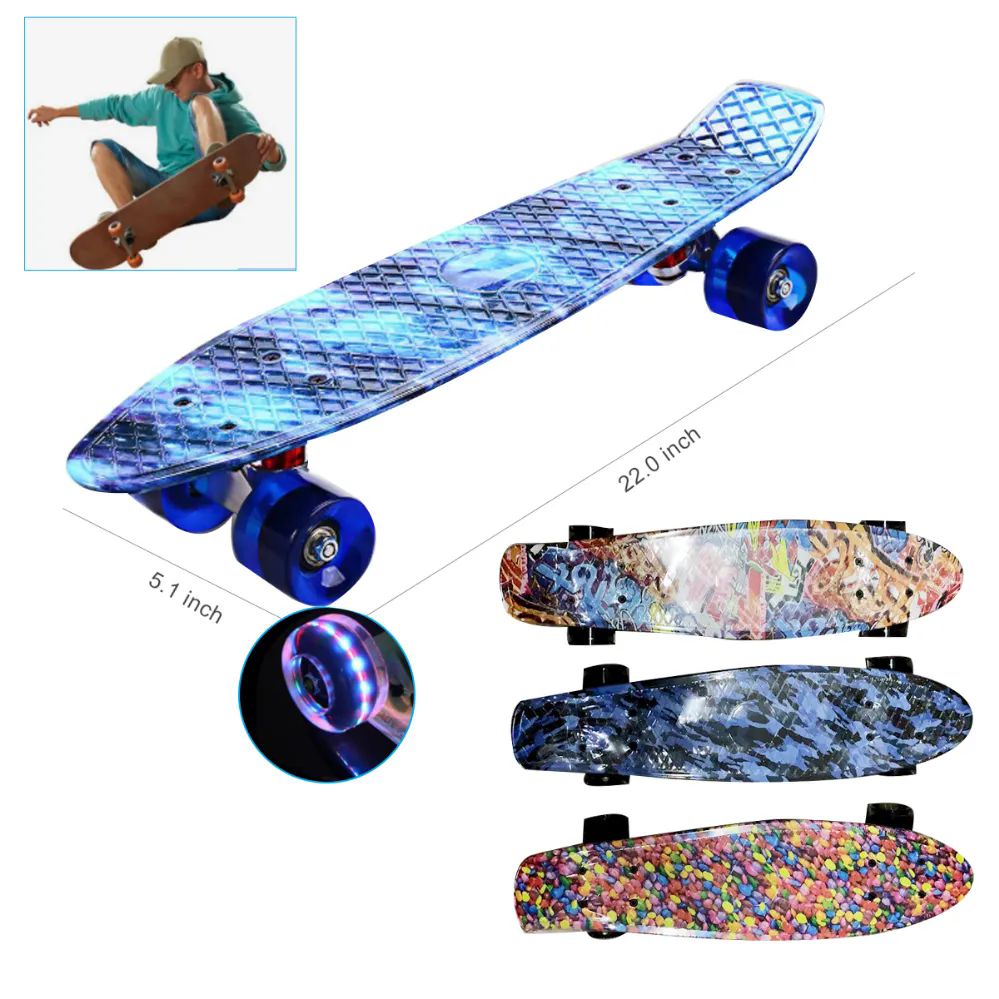 8 Pieces of JC-003 4.5"x5"x22" Skateboard Mix Design W/ Light