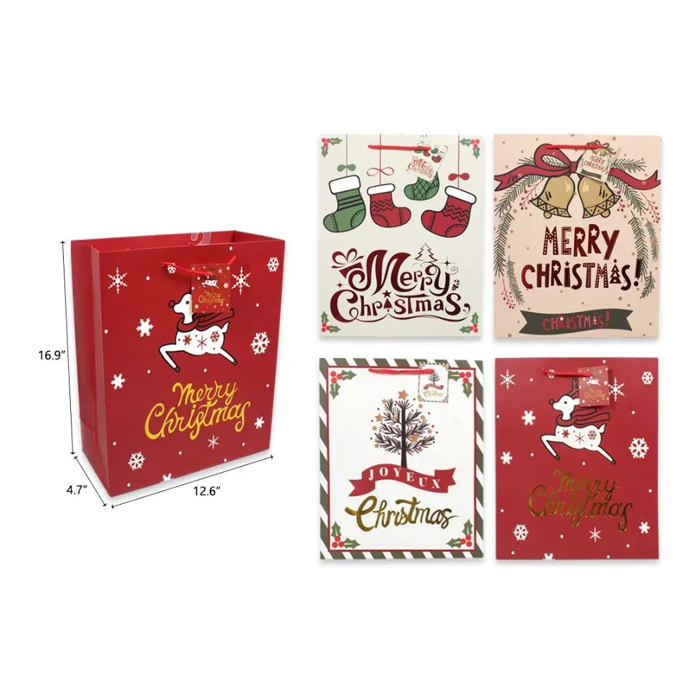 72 Pieces 12.6 X 16.9 X 4.7 Christmas Gift Bag - Christmas Gift Bags and Boxes