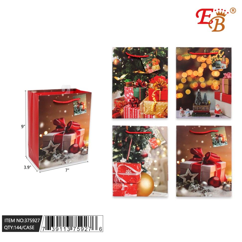 144 Pieces 7 X 9 X 3.9 Christmas Gift Bag - Christmas Gift Bags and Boxes