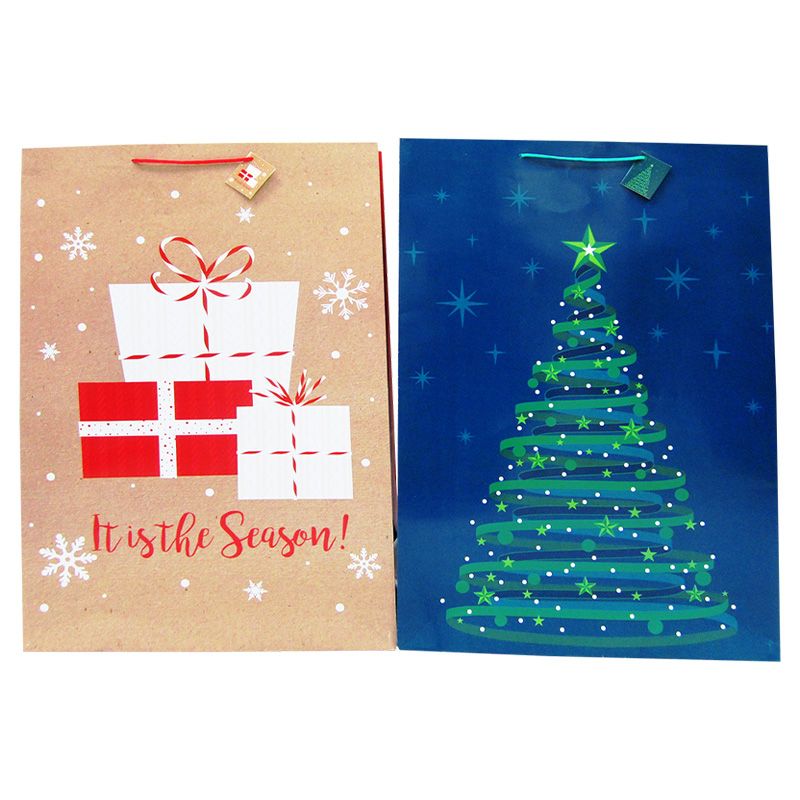 72 Pieces Jumbo Glossy Xmas Bag - Christmas Gift Bags and Boxes