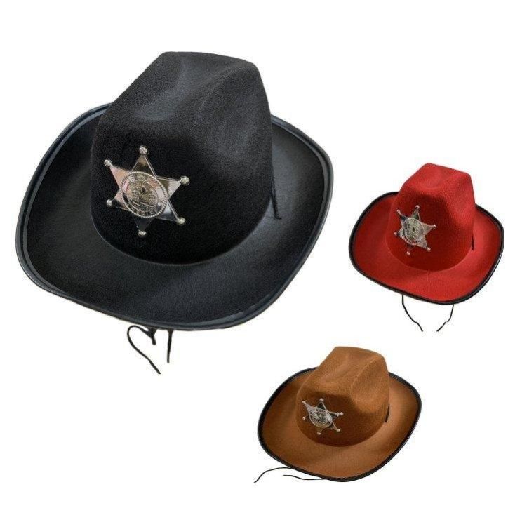 24 Pieces of Adult's Felt Cowboy Hat With Deputy Sheriff Badge