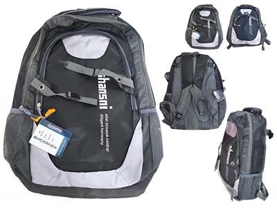 48 Pieces of Polyester 3 Pockets Backpack Black Blue