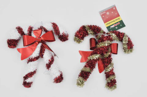48 Pieces of Christmas 3d 6" Tinsel Candy Cane
