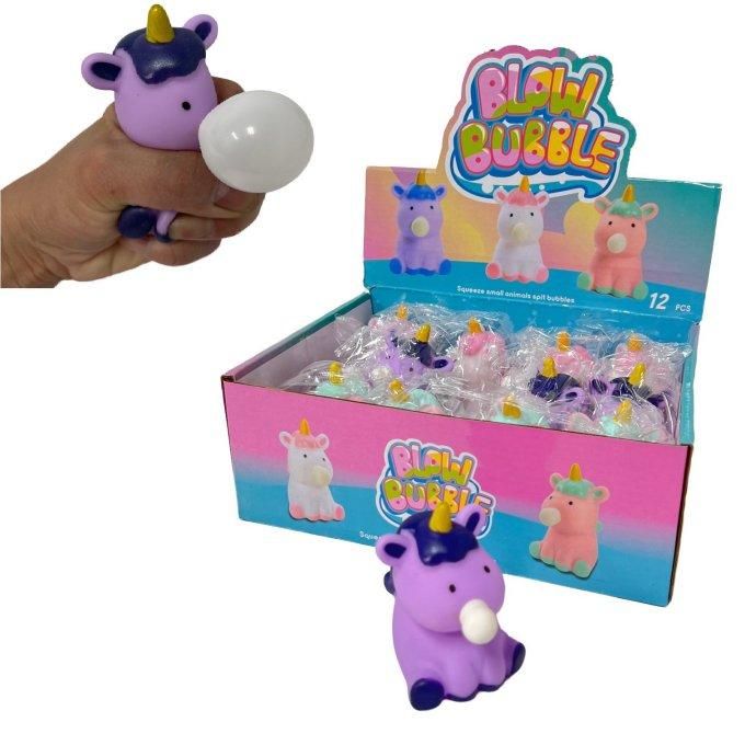 24 Pieces Blowing Bubbles Squeeze Toy (unicorn) - Slime & Squishees - at 