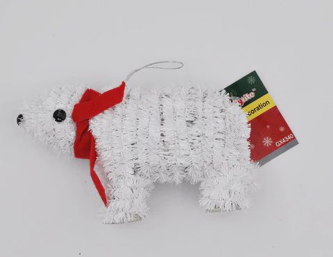 48 Pieces 3d 7" Xmas Tinsel Bear - Christmas Decorations