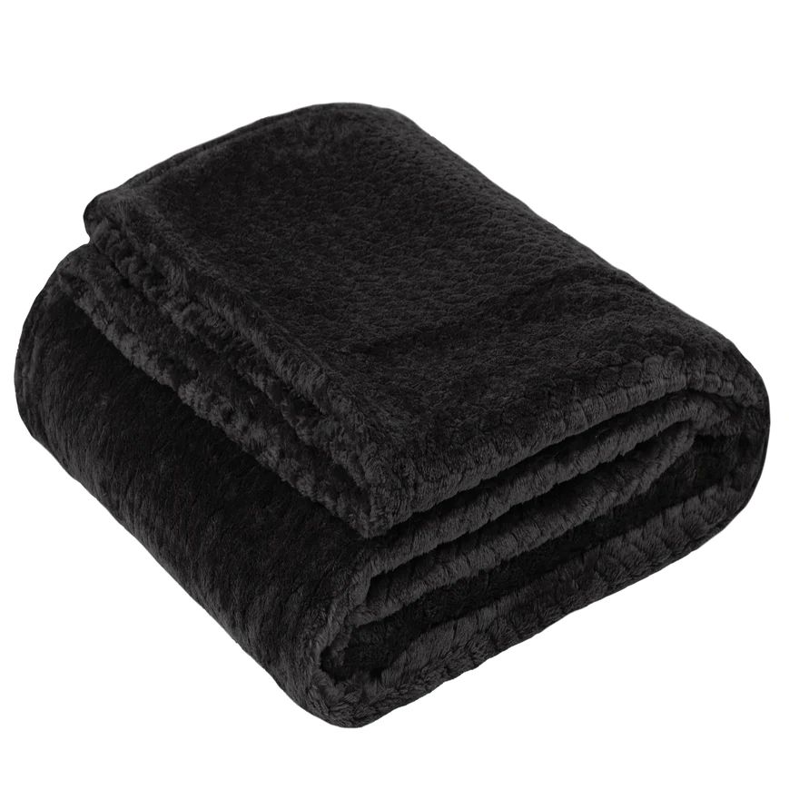 24 Pieces of Soft Waffle Blankets (250 Gsm) Black