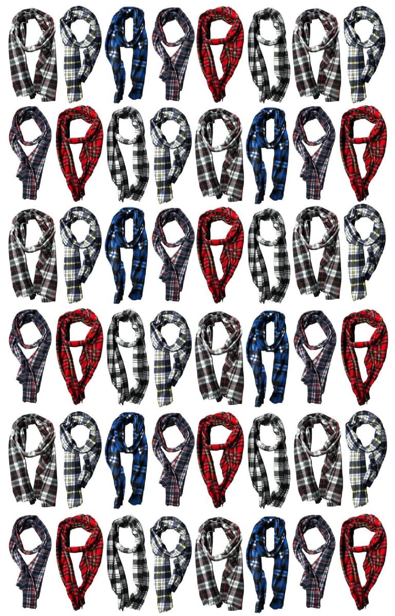 48 Pieces of Yacht & Smith Assorted Plaid Fleece Scarfs - 60"x12" Inches