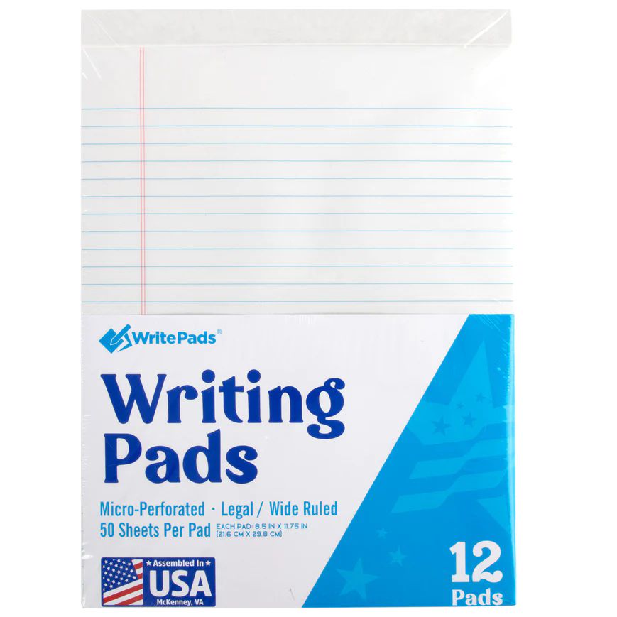 72 Sets of Letter Size Writing Pad Wide Ruled - 50 Sheets