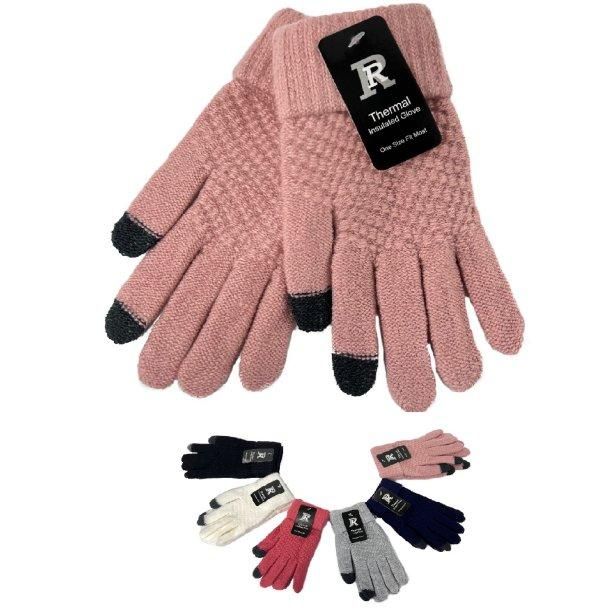 24 Pairs Ladies Knitted Touch Screen Gloves - Knitted Stretch Gloves