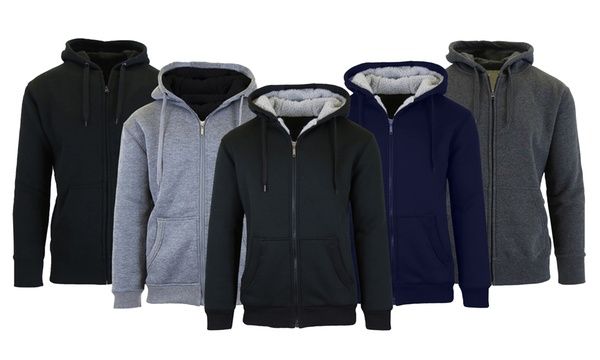 48 Wholesale Mens Assorted Color Fleece Line Sherpa Hoodies Assorted Sizes