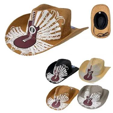 24 Pieces of Painted Cowboy Hat [vintage Guitar Graphic]