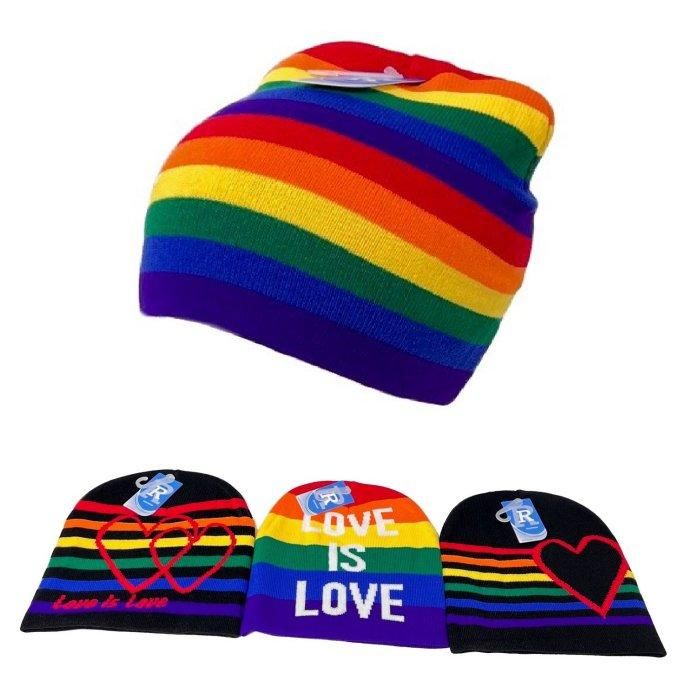 24 Pieces of Pride Beanie [assorted Rainbow Stripes]