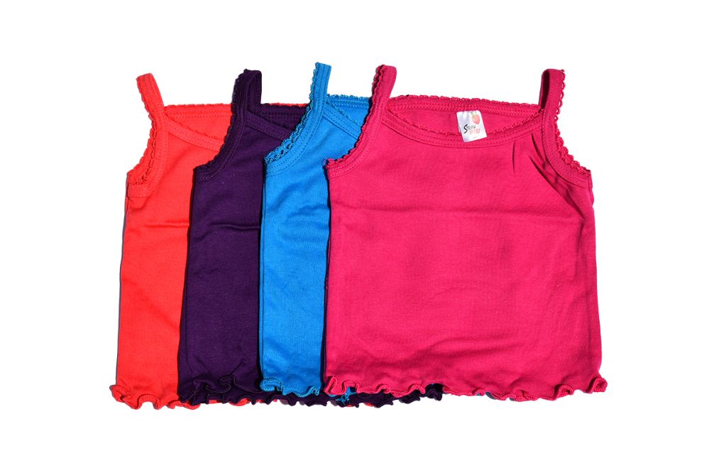 480 Pieces of Girl's Colored (purple, Blue, Pink, Red) Spaghetti Tank Top (0-9)