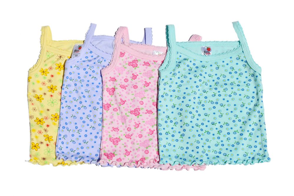 300 pieces Girl's colored floral spaghetti tank top (1-3) - Baby Apparel