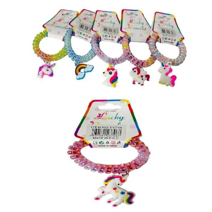 24 Pieces of Silicone Coil Bracelet [unicorn/rainbow]