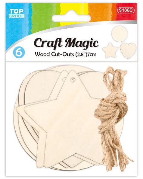 24 Pieces Wooden Shapes - Craft Kits