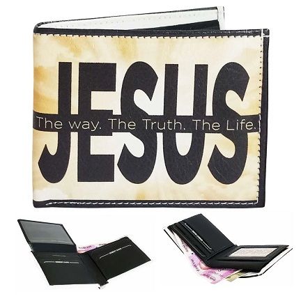 6 Pieces Vegan Leather Wallet [bifold] Jesus:the Way. The Truth. The Light - Leather Wallets