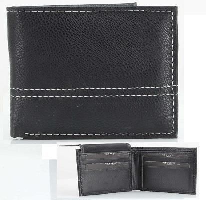 6 Pieces of Vegan Leather Wallet [bifold] Stitching [blk]
