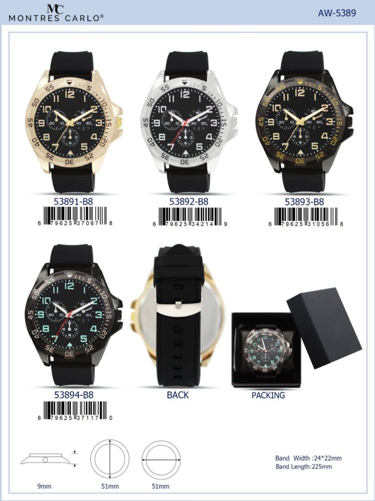 12 pieces Men's Watch - 53894-B8 assorted colors - Men's Watches