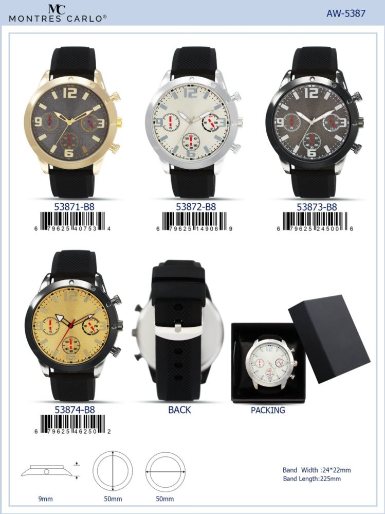 12 pieces Men's Watch - 53871-B8 assorted colors - Men's Watches