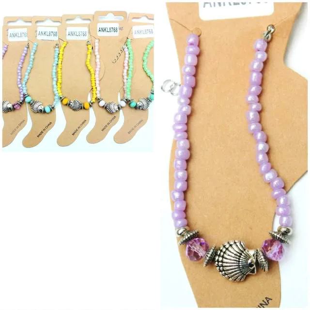 24 Pieces of Clam Pastel Bead Anklet