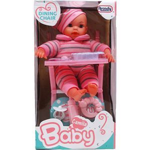 6 pieces 12" Baby Doll W/ Sound & 12" Crib & Accss In Window Box - Dolls