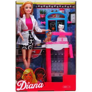12 pieces 11.5" Diana Doll W/ Pets & Accss In Window Box, 2 Assrt - Dolls