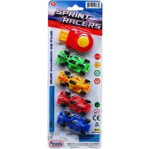 96 pieces 4pc 2.75" Sprint Racers W/ Launcher On Blister Card - Cars, Planes, Trains & Bikes