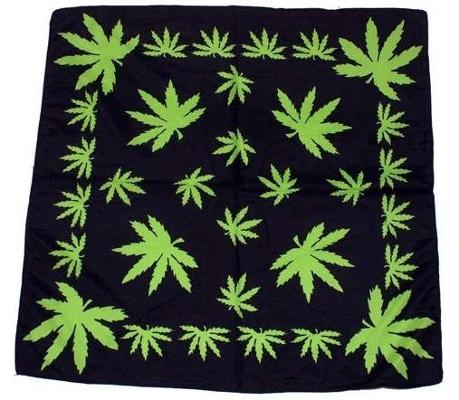 24 Pieces of Wholesale Black Color Marijuana Leaf Bandana Pot Leaf Graphic