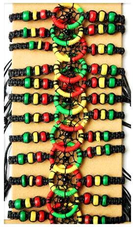 24 Pieces of Wholesale Rasta Color Dream Catcher Bracelet