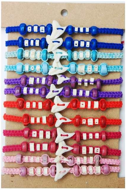24 Pieces of Macrame Shark Tooth Bracelet (asst)